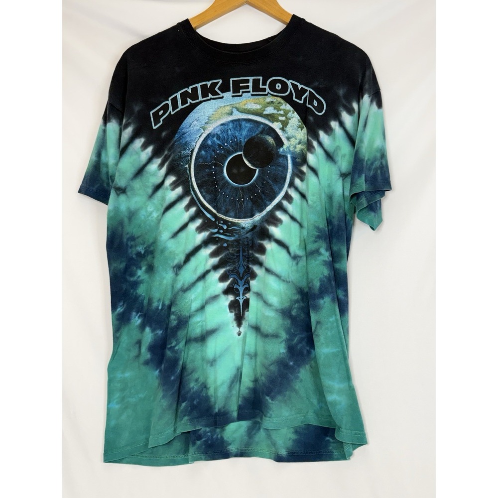 2007 PINK FLOYD Pulse Liquid Blue Tie Dye Graphic Band Mens T-Shirt Mens L HOLES
